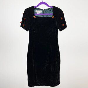 Black Velvet with Removable Roses Maggy London Mini Dress